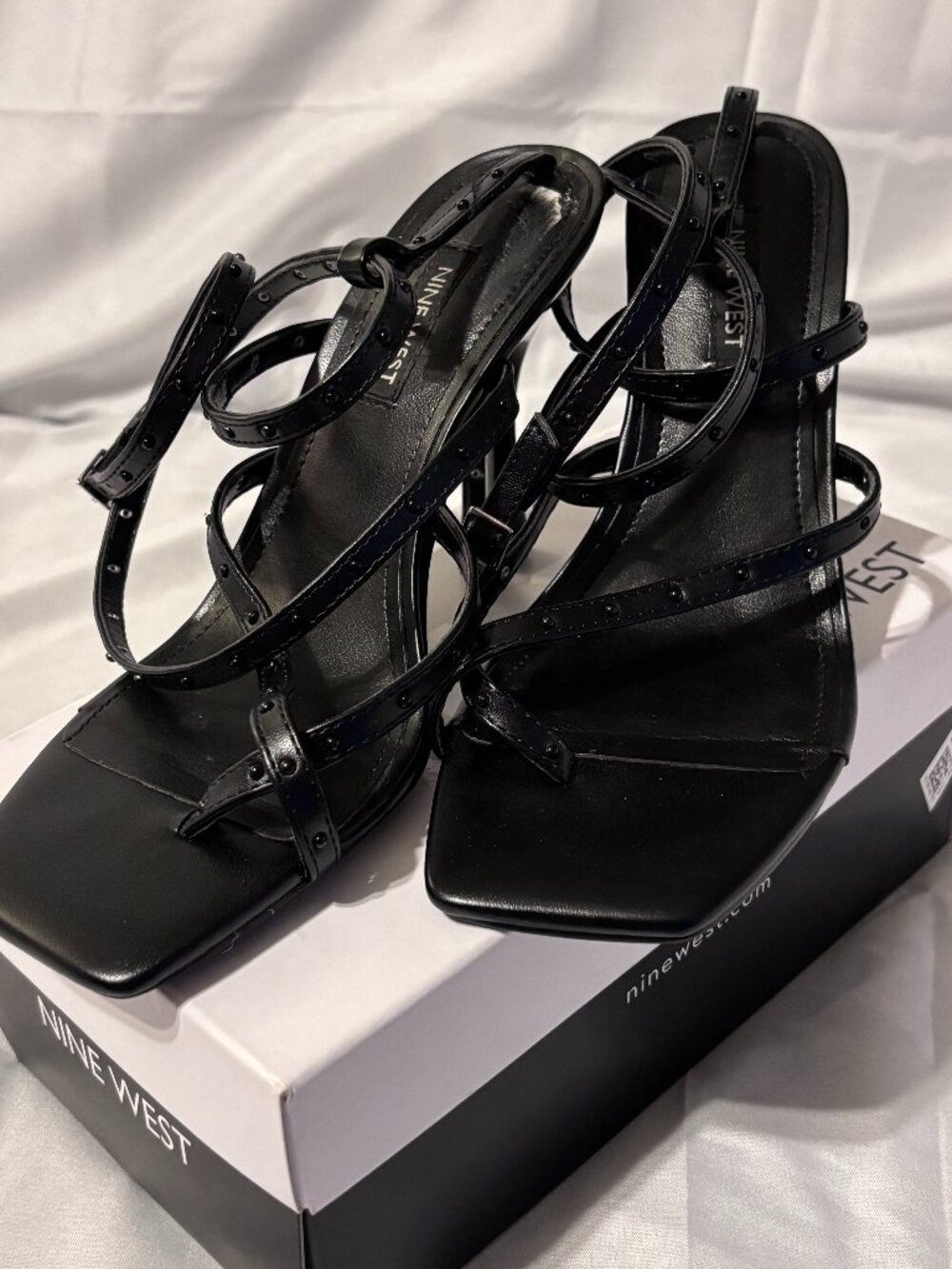 Nine West Black Strappy Heels Women’s 7M With Box
